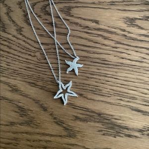 Sterling Sliver Layered Starfish Pendant Necklace